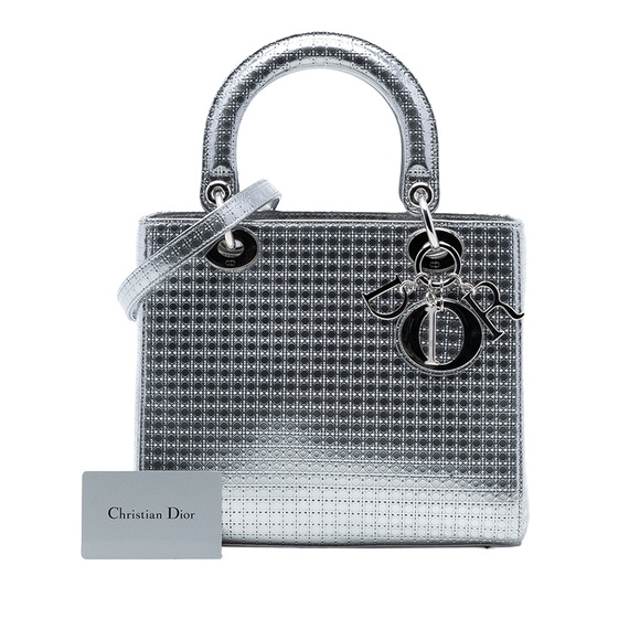 Pre-Loved Dior Medium Metallic Patent Microcannage Lady Dior - Picture 8 of 8